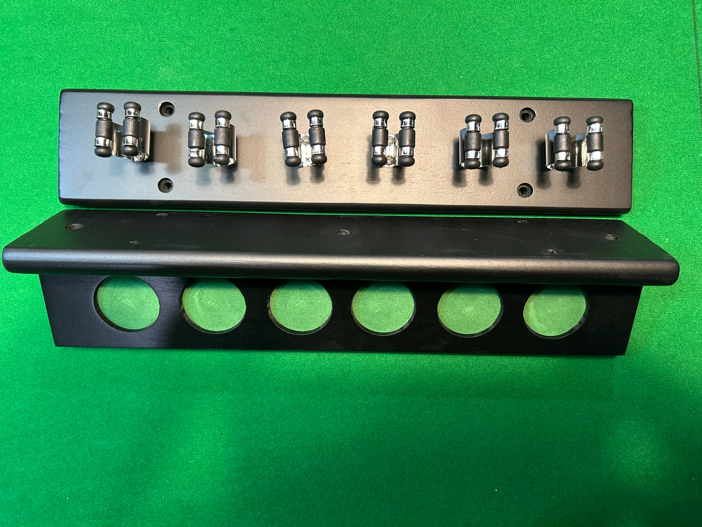 Deluxe 6 Clip Cue Rack ( Brass Cue Clips)