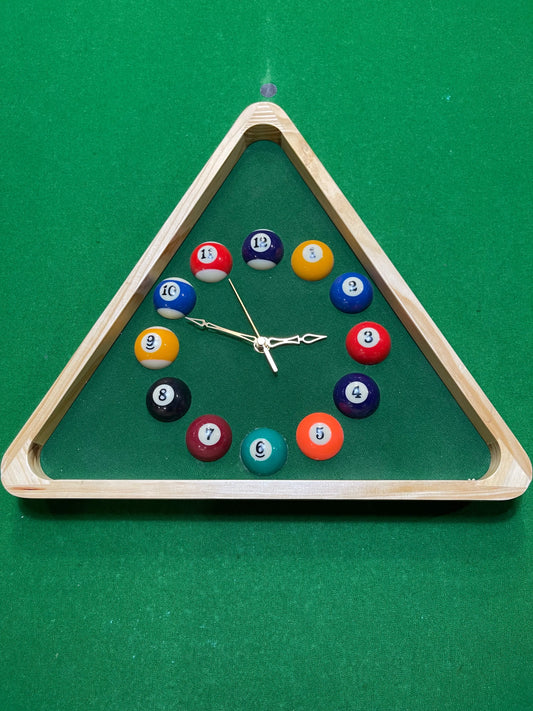 Pool Room Billiard Ball Wooden Clock Q-Masters