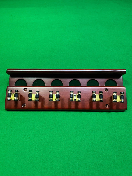 Deluxe 6 Clip Cue Rack ( Brass Cue Clips) - Q-Masters
