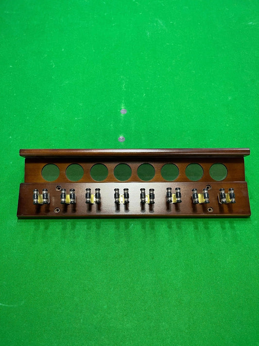 Deluxe 8 Clip Cue Rack ( Brass Cue Clips) - Q-Masters