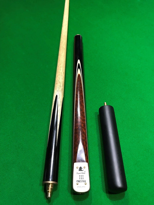 POWERGLIDE Prestige III Hand Made 3/4 Pool, Snooker & Billiard Ash Cue with Butt Extension - Q-Masters