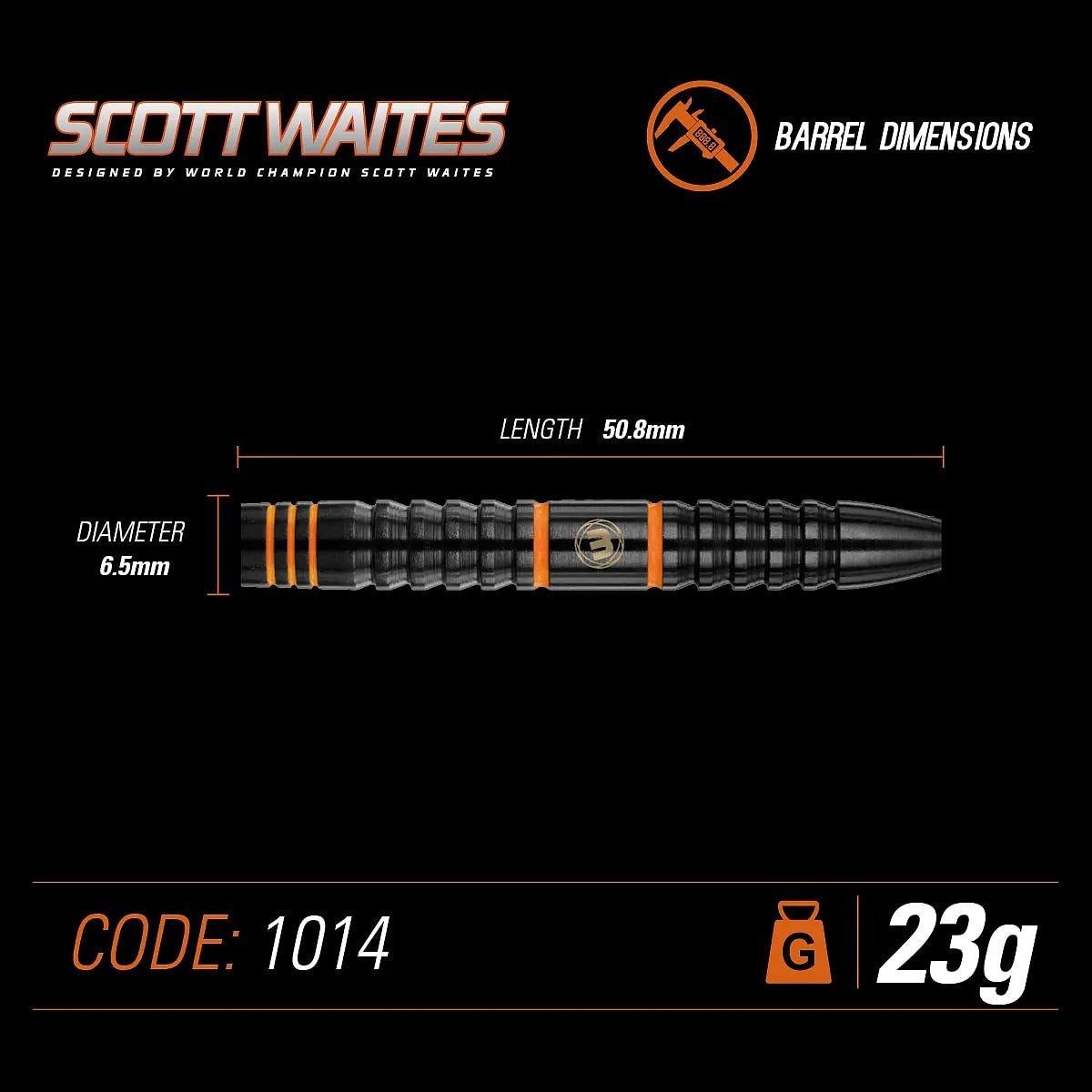 SCOTT WAITES Winmau 90% Tungsten - 23g ONYX Grip Darts Set - Q-Masters