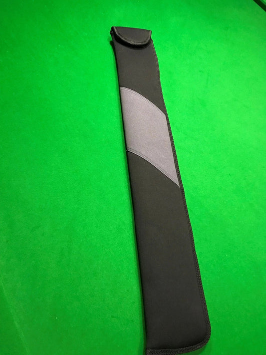 Soft 2 Piece Pool Snooker Billiard Cue Case Black with Grey Suede - Q-Masters