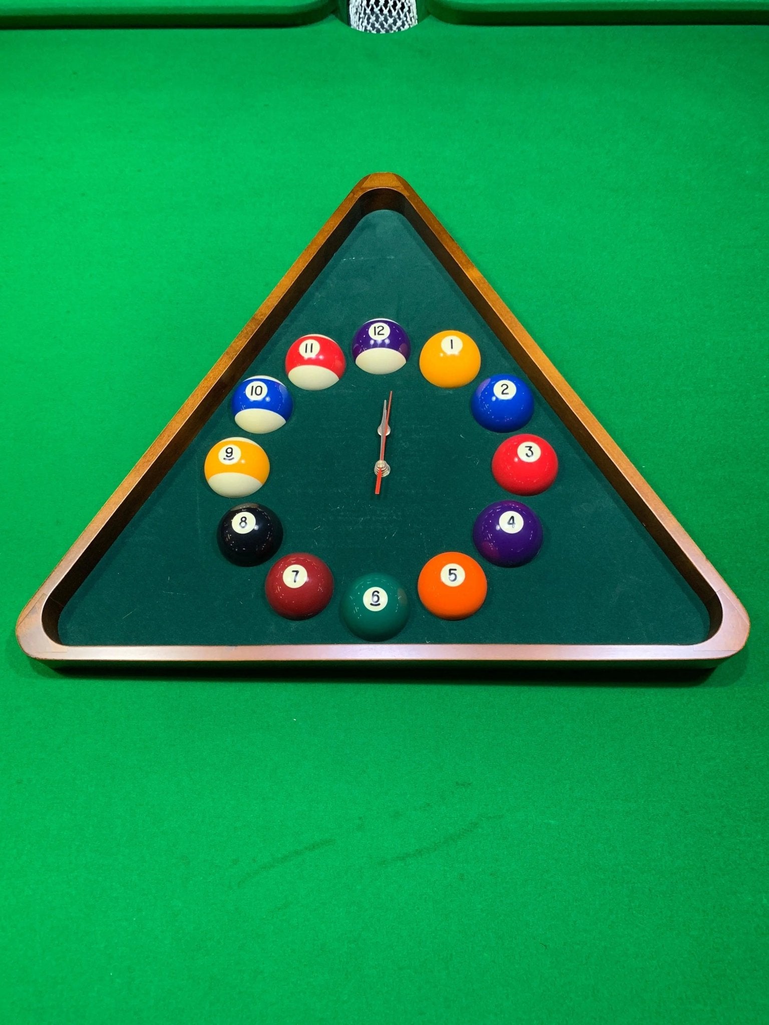 Triangle Pool Room WALL CLOCK with 2-1/4