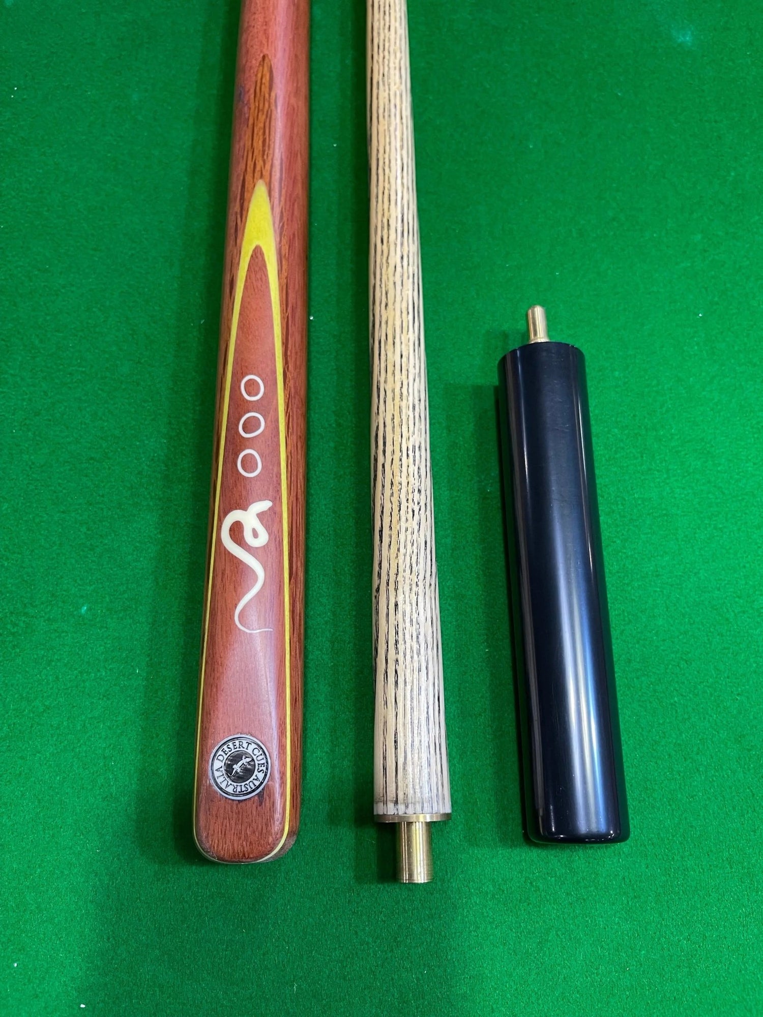 Walkabout Ash Cue Desert Jarrah Inlay - Snake, Stones 2pce Pool, Snooker & Billiard Cue - Q-Masters