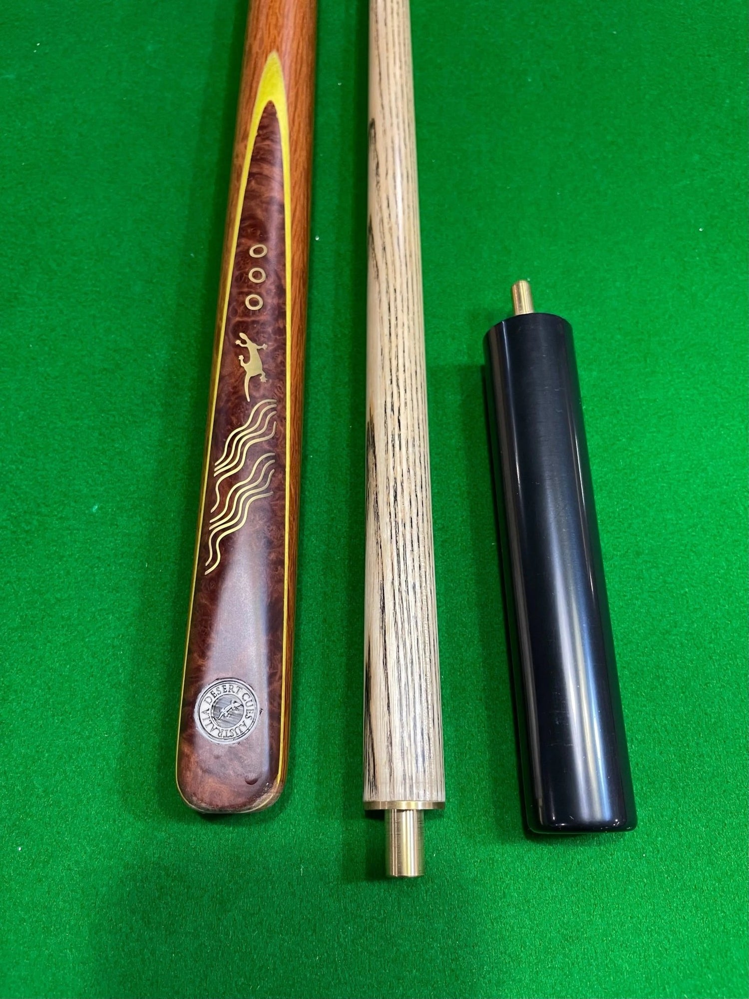 Walkabout Ash Cue Desert Sheoak Inlay - Stone, Lizard, River 2pce Pool, Snooker & Billiard Cue - Q-Masters