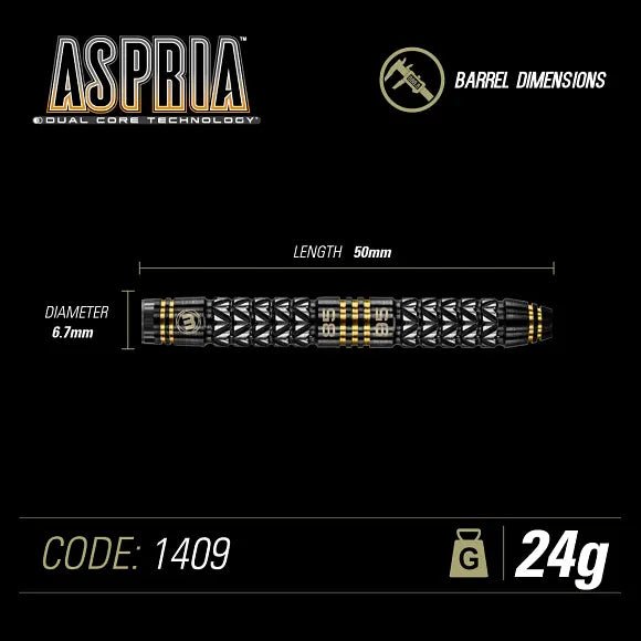 WINMAU Aspria Torpedo Steel Tip 95%/85% Tungsten Dual Core Darts - 24gr - Q-Masters