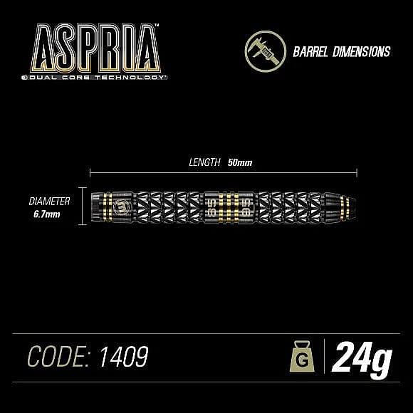 WINMAU Aspria Torpedo Steel Tip 95%/85% Tungsten Dual Core Darts - 24gr - Q-Masters